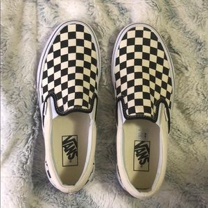 Checkered slip on vans
